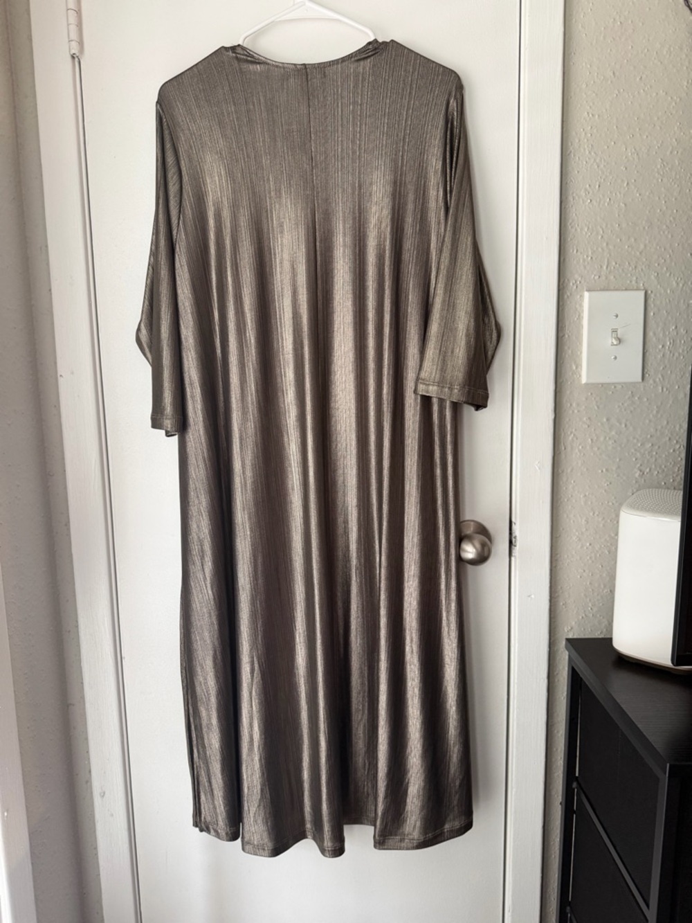 torrid Metallic Bronze Open-Front Duster with Black Lining - Picture 7 of 7